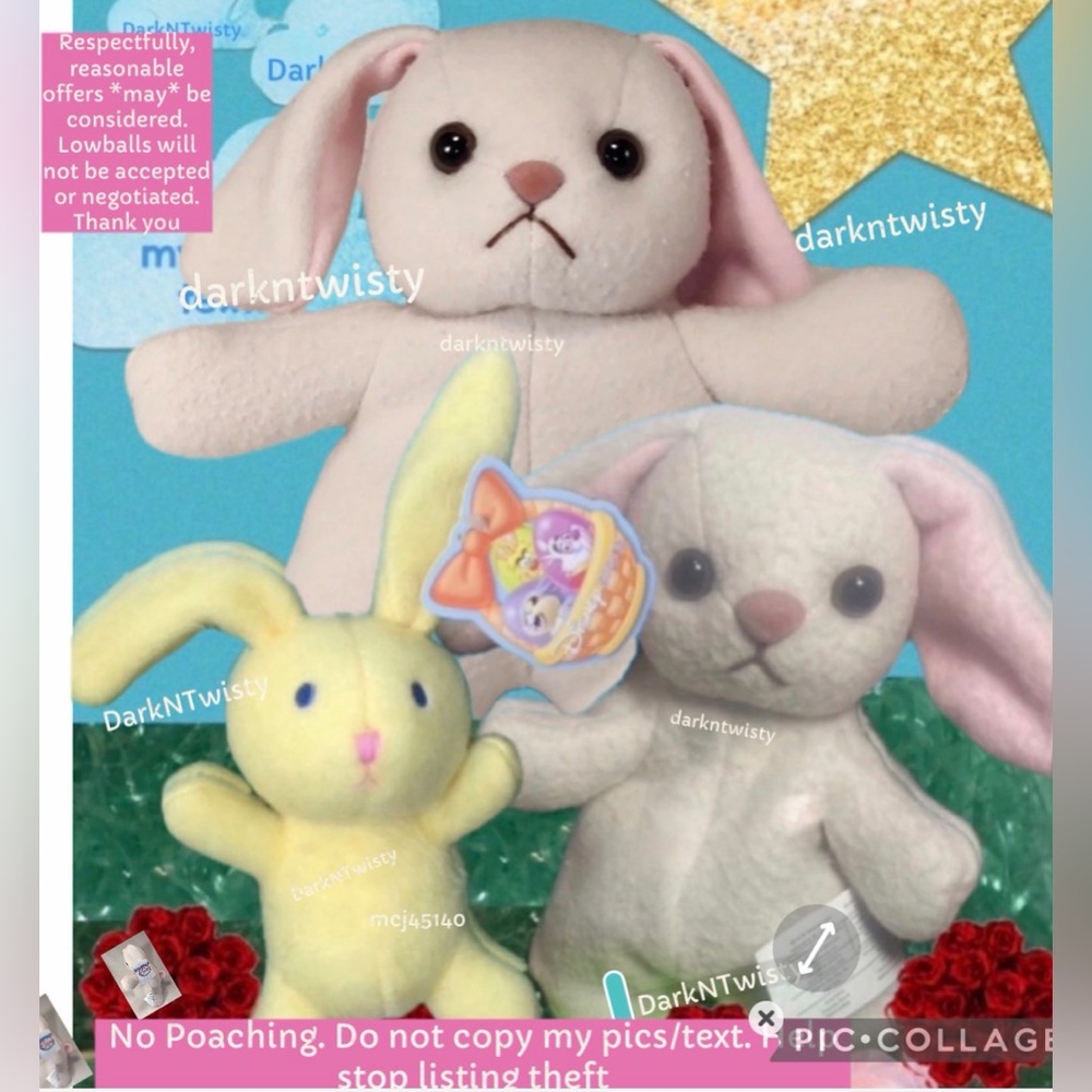 FULL SET OF 3 BNWT VINTAGE DISNEY CUPPY BUNNIES FROM MOVIE PARENT TRAP 1998